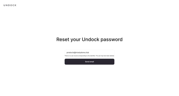 Reset Password | Undock screen
