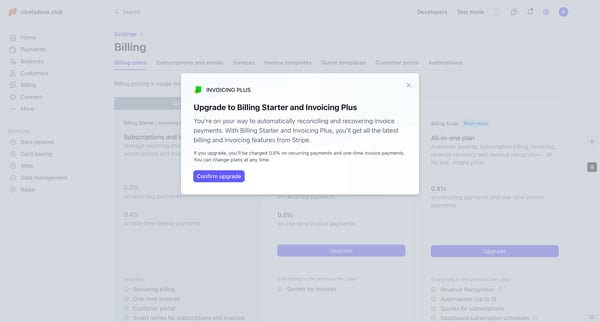 Billing plans – nicelydone.club – Stripe screen