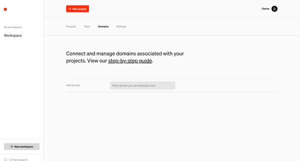 Standards - Domains screen