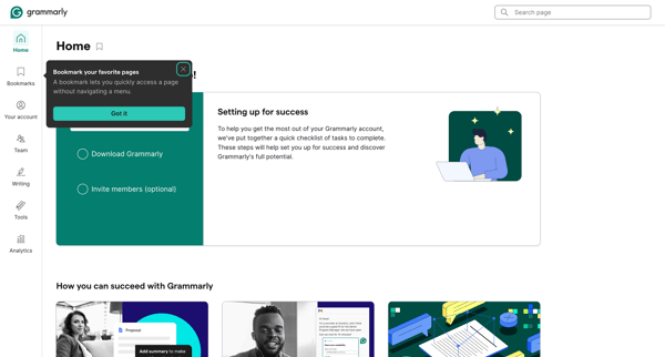 Account | Grammarly screen