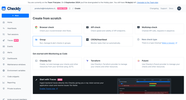 Create from scratch screen
