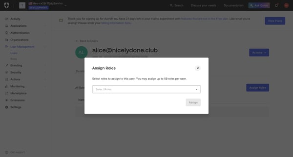 User Details screen