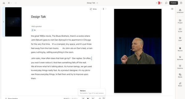 Design Talk - Descript screen
