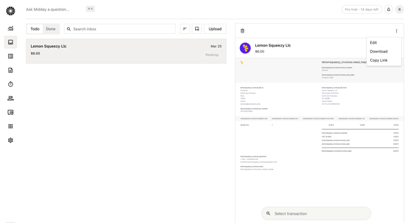Inbox | Midday screen