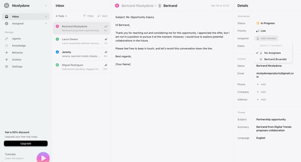 Inbox › Bertrand Nicelydone screen