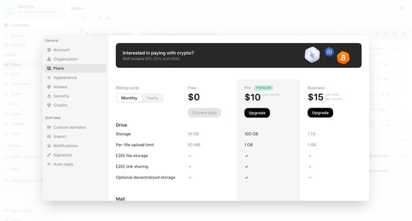 Inbox 5 - nicelydone@skiff.com screen