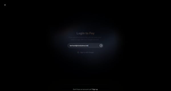 Login screen