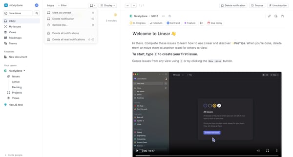 Inbox from Linear