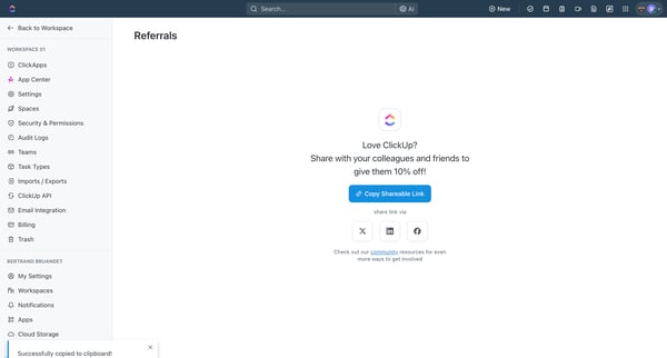 Referrals | Workspace 01 screen