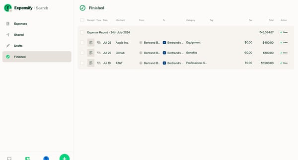 3 New Expensify screen