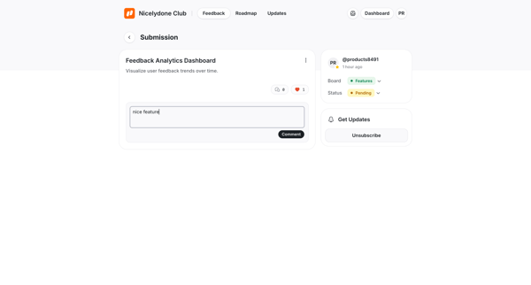 Feedback Analytics Dashboard | Nicelydone Club screen