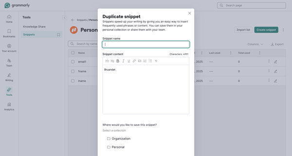 Account | Grammarly screen