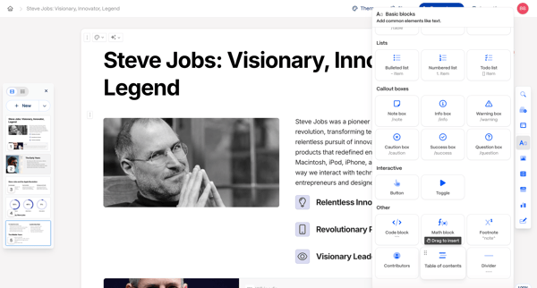 Steve Jobs Visionary, Innovator, Legend | Gamma screen