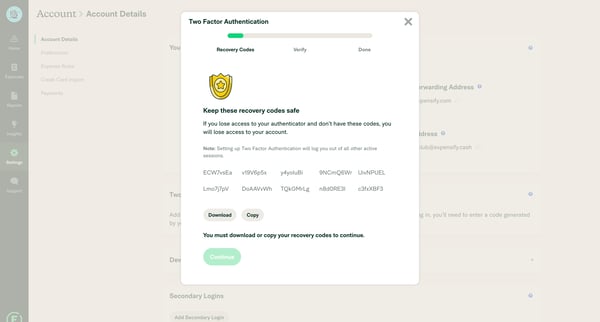 Expensify - Settings - Account from Expensify