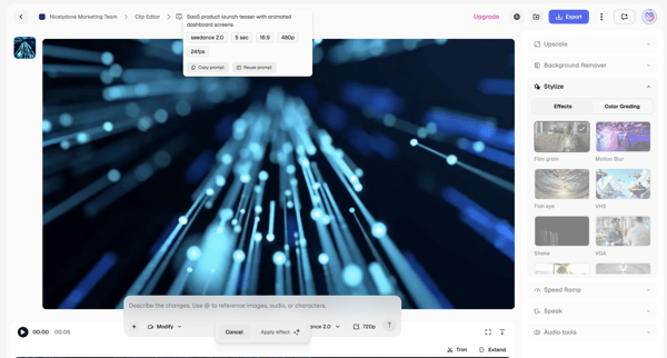 Clip Editor I Magnific AI screen