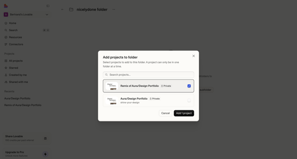 Projects | Lovable screen