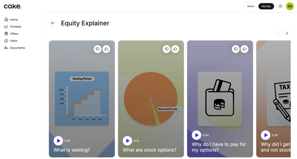 Cake Portfolio App screen