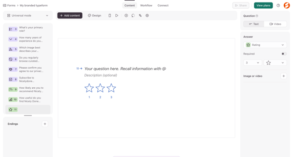 Typeform - Create screen