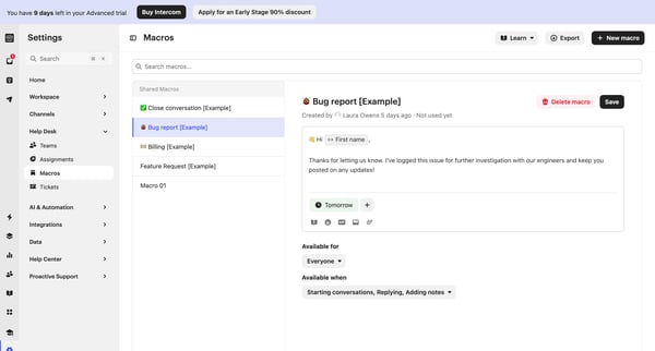 Macros | Nicelydone Intercom screen