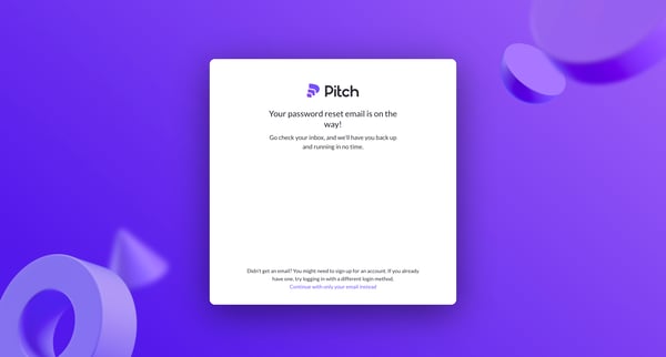 Login to Pitch screen