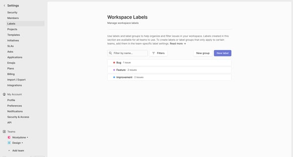 Workspace Labels from Linear