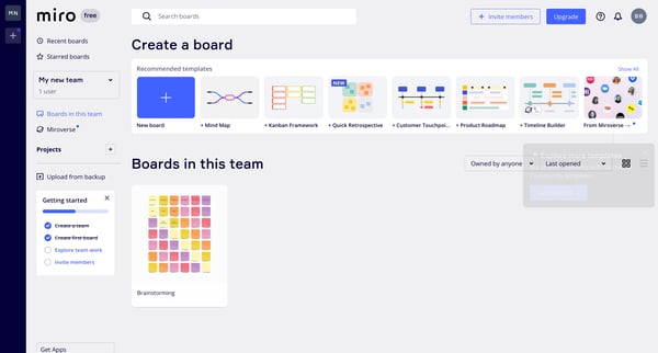 Miro | Online Whiteboard for Visual Collaboration screen
