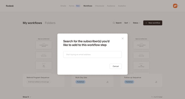 My workflows | Flodesk screen
