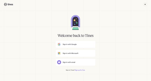 Sign in | Tines screen