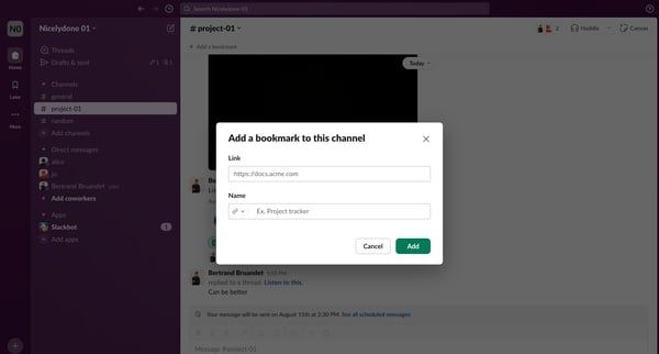 project-01 Channel - Nicelydone 01 - Slack screen