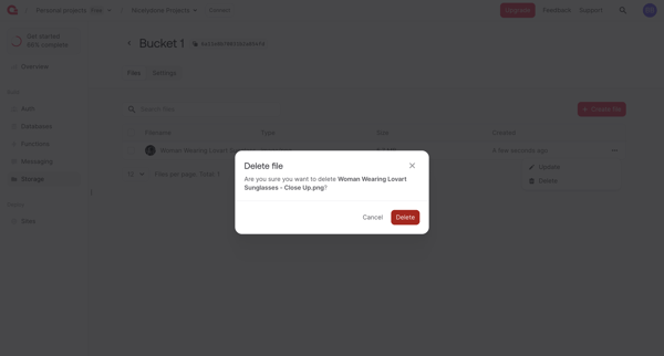 Bucket - Appwrite screen