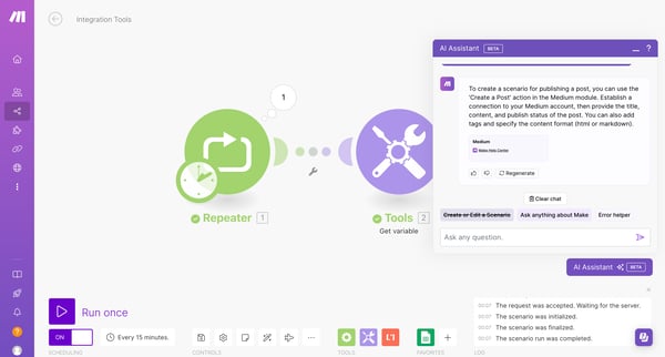 Integration Tools | Make screen