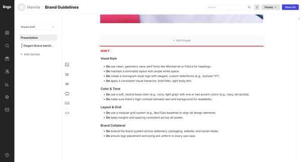 Brand Guidelines: Presentation screen