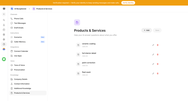 Products & Services - AI Receptionist - Beside screen