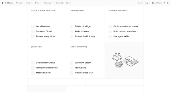 Medusa Documentation screen