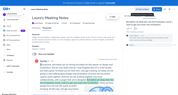 Lauras Meeting Notes - Otter.ai screen