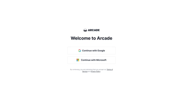 Welcome to Arcade! screen