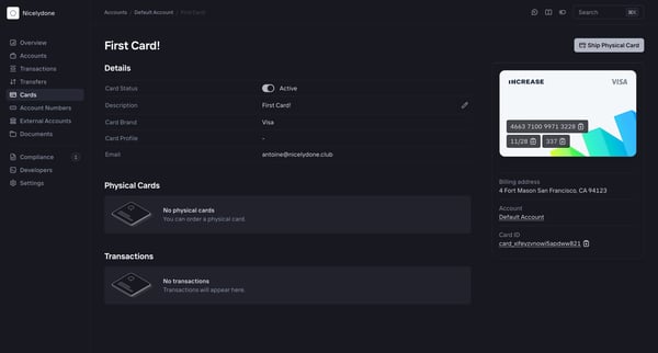 Increase › First Card! screen