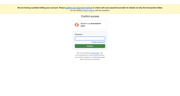 Confirm access screen