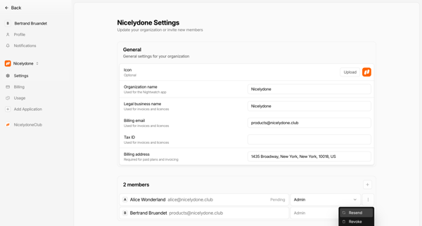 Nicelydone Settings - Nightwatch screen
