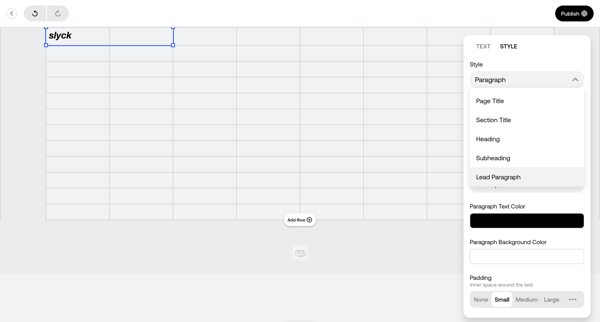 Edit Page Home screen