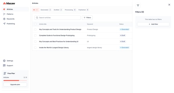 Articles | Macaw screen