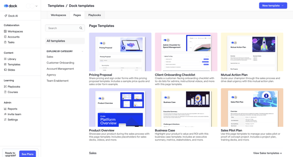Dock Page Templates · Dock screen