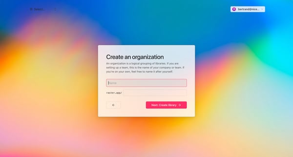Create Organization screen