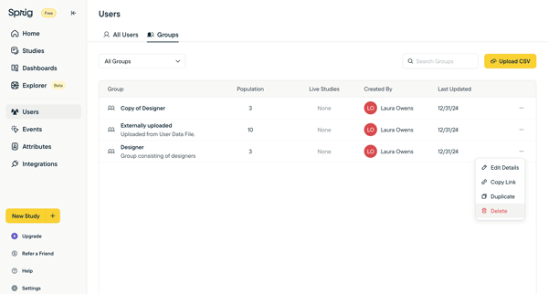 Sprig | User Insights Platform for Teams Building Better Product E screen