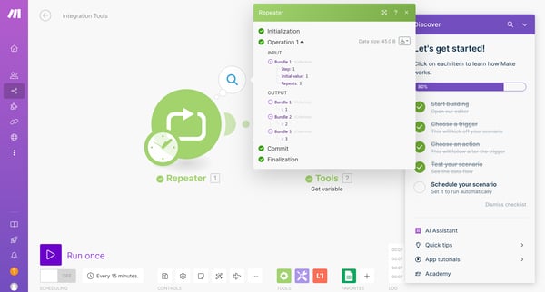 Integration Tools | Make screen