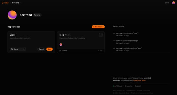 bertrand — BaseHub screen