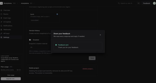 nicelydone (Development) | nicelydone (Development) | Settings screen
