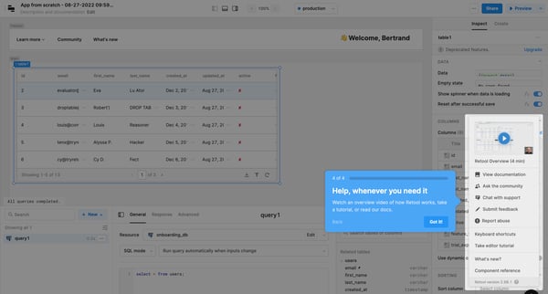 App from scratch - 08-27-2022 095937 | Editor  Retool from Retool