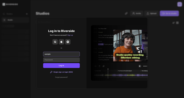 Riverside Studio screen