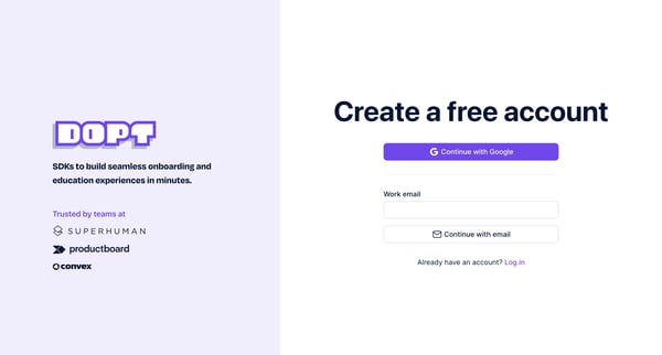 Sign up screen